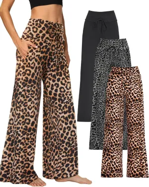 1/3 Pack Wide Leg Yoga Pants for Women, Comfy Lounge Pajama Sweatpants Loose Causal Palazzo with Pockets