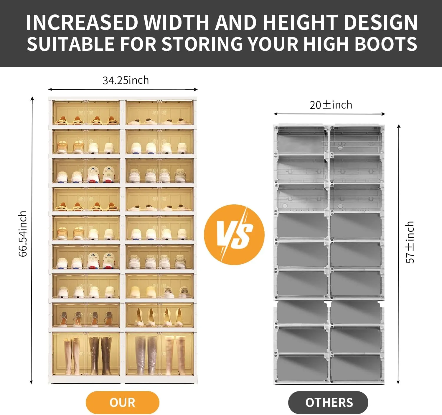 9-Tier Foldable Shoe Rack Organizer for Closet,36Pairs Collapsible Plastic Shoe Shelf,Large Shoes Cabinet with Door,Clear Stackable Storage Box Easy Assembly
