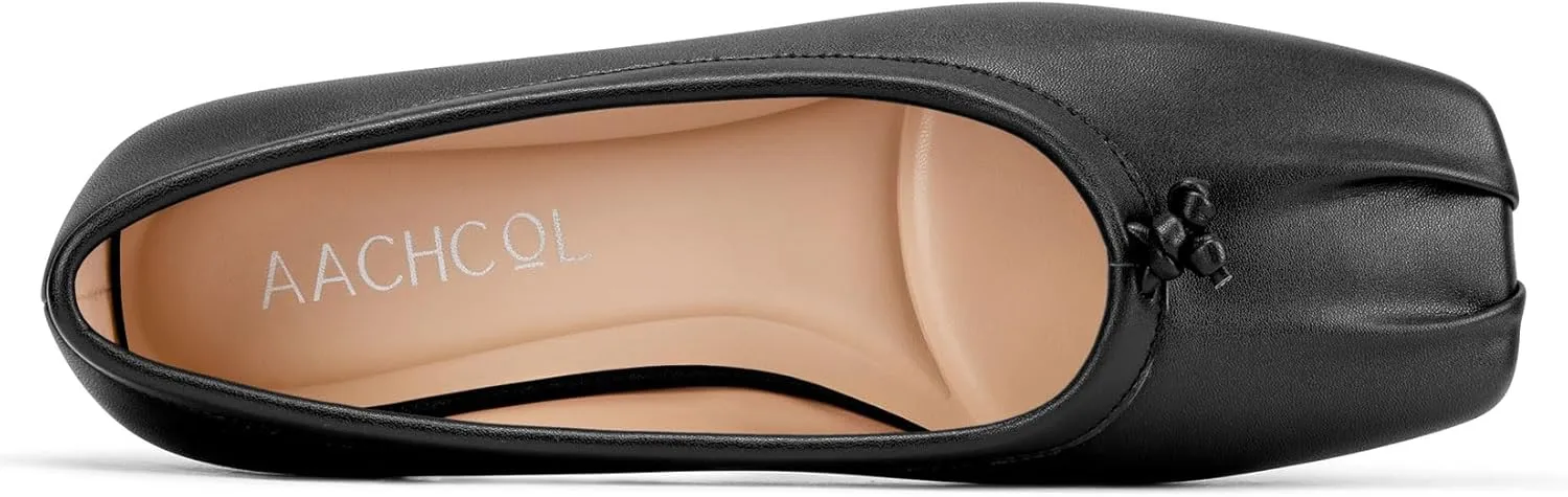 Aachcol Womens Square Toe Ballet Flats Slip-on Classic Work Flats Shoes Dress Shoes