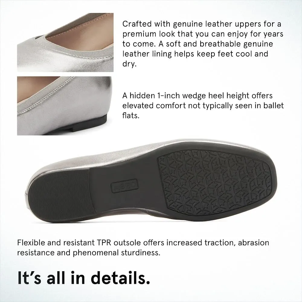ABEO Cadence Ballet Flats for Women | Metatarsal Pad | Arch Support Flats Shoes | Ball of Foot Cushion | Premium Leather Upper & Lining