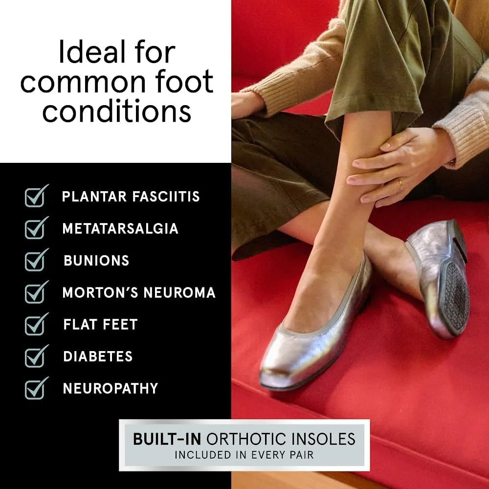 ABEO Cadence Ballet Flats for Women | Metatarsal Pad | Arch Support Flats Shoes | Ball of Foot Cushion | Premium Leather Upper & Lining