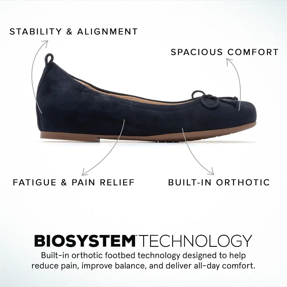 ABEO Cadence Bow Ballet Flats for Women | Built-in Orthotic Insole | Arch Support Flats Shoes | Dressy Work Low Wedge | Premium Leather Upper & Lining