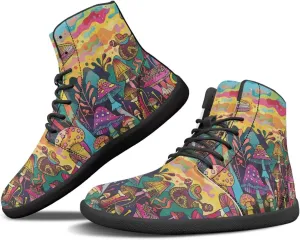 Aesthetic Plant Women's High Top Sneakers Unisex Wide Toe Barefoot Sneakers PU Leathe Waterproof Lace Up Shoes