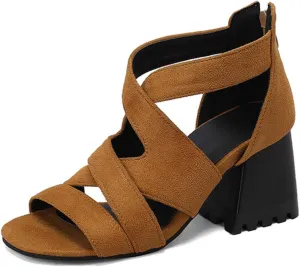 Aflngle Women's Snakeskin Printed Chunky Heel Block Open Toe Sandals Fashion Snake Cross Strap Back Zipper Cutout Evening Party Prom Dress Sandal Pumps Shoes