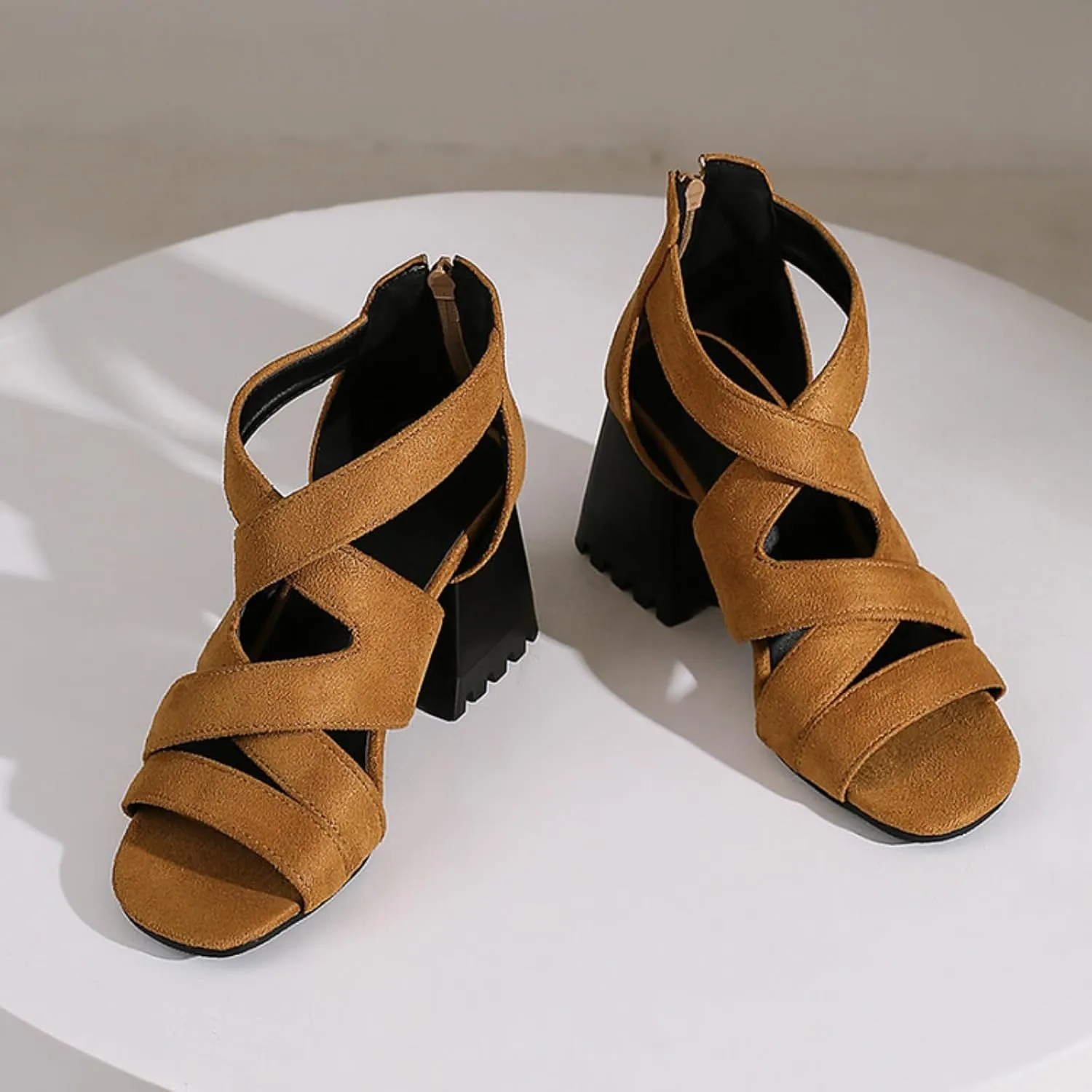 Aflngle Women's Snakeskin Printed Chunky Heel Block Open Toe Sandals Fashion Snake Cross Strap Back Zipper Cutout Evening Party Prom Dress Sandal Pumps Shoes