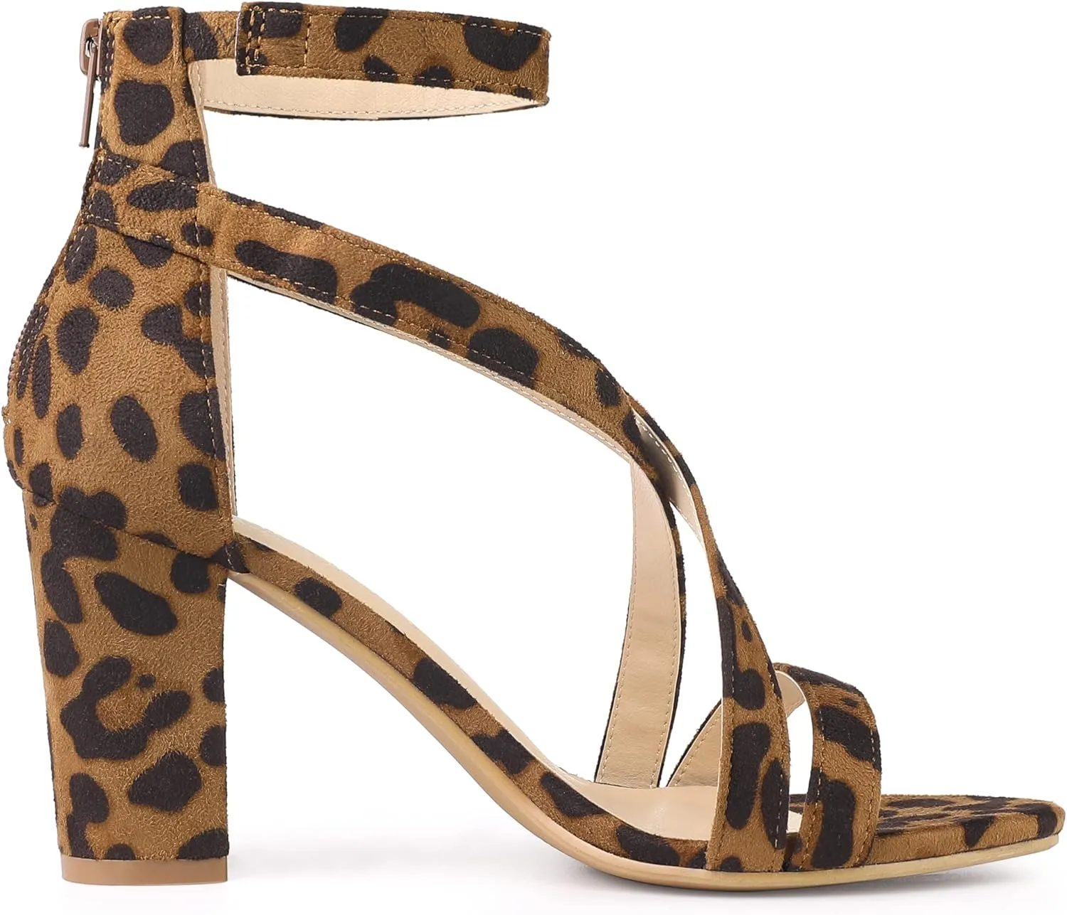 Allegra K Women's Crisscross Ankle Strap Chunky Heel Sandals