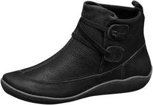 Ankle Booties for Women Fashion Arch Support Flat Heel Boots Vintage Leather Side Zip up Booties with Fall Winter