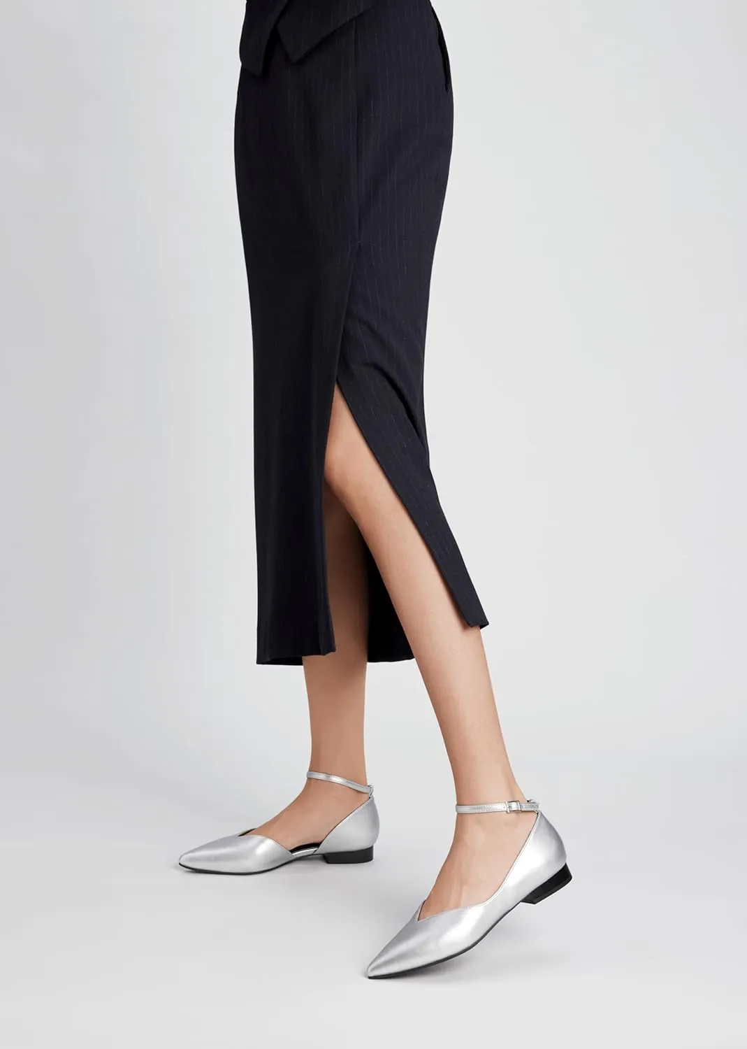 Arromic Black Flats for Women Flats with Ankle Strap Pointed Toe Dress Flat Shoes for Work Office Dressy