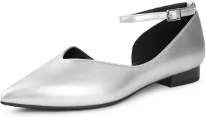 Arromic Black Flats for Women Flats with Ankle Strap Pointed Toe Dress Flat Shoes for Work Office Dressy