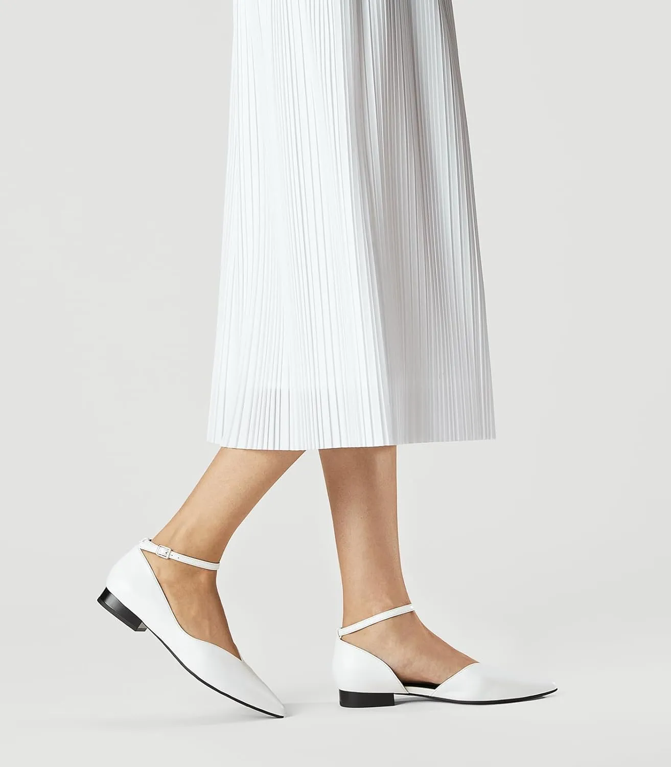 Arromic Black Flats for Women Flats with Ankle Strap Pointed Toe Dress Flat Shoes for Work Office Dressy
