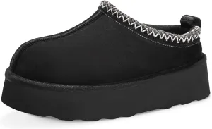 ATHMILE Womens Slippers Platform Mini Boots Slippers for Women Short Ankle Boots Tasman Slippers Suede Upper Fur Fleece Lined for Outdoor