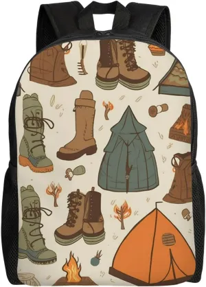 Backpack Travel Laptop Backpack For Men Women Lightweight Rucksack Sleeping Bag Boots Campfire Pattern Casual Daypack