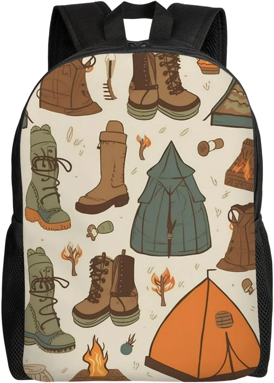 Backpack Travel Laptop Backpack For Men Women Lightweight Rucksack Sleeping Bag Boots Campfire Pattern Casual Daypack