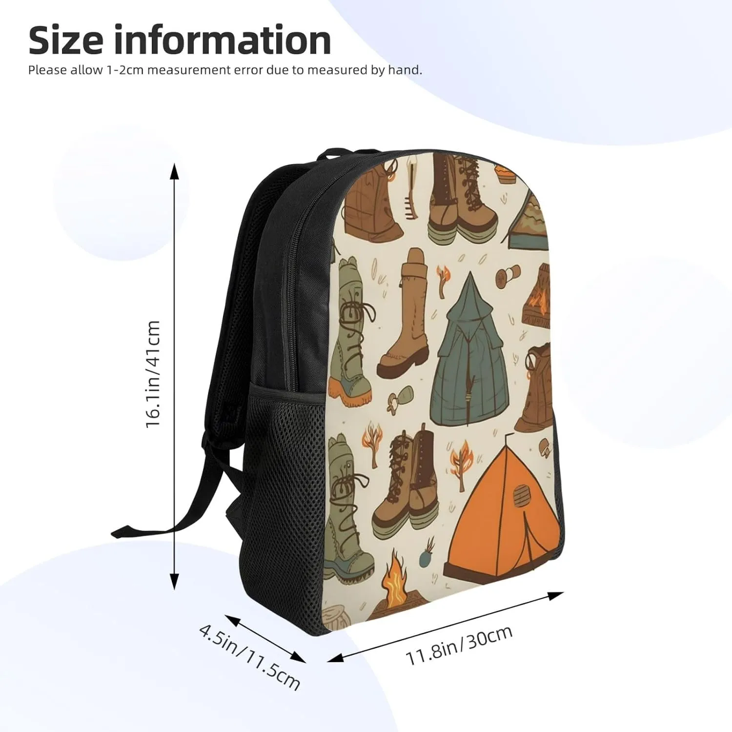 Backpack Travel Laptop Backpack For Men Women Lightweight Rucksack Sleeping Bag Boots Campfire Pattern Casual Daypack
