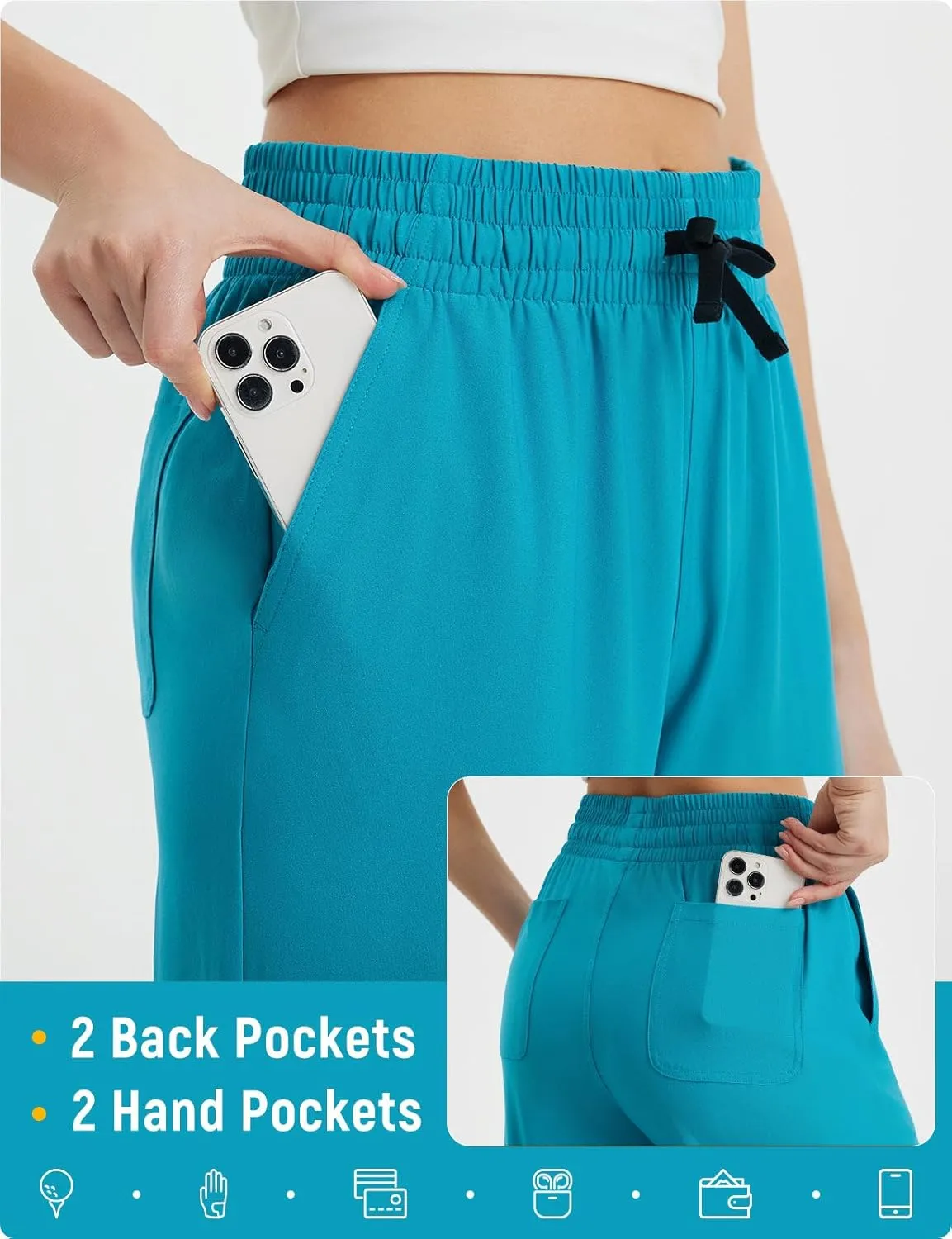 baleaf Women's Hiking Pants Travel Wide Leg Pants with Pockts UPF 50  Loose Lightweight Water Resistant Work
