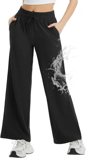 baleaf Women's Hiking Pants Travel Wide Leg Pants with Pockts UPF 50  Loose Lightweight Water Resistant Work