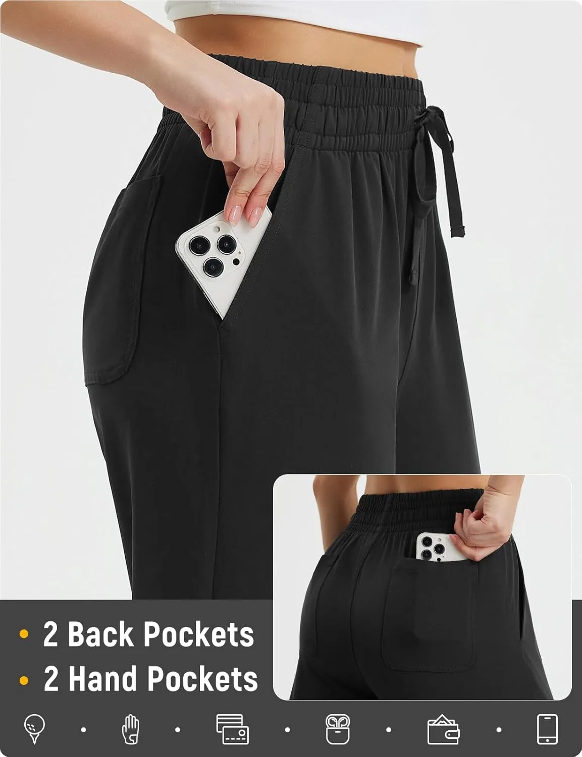 baleaf Women's Hiking Pants Travel Wide Leg Pants with Pockts UPF 50  Loose Lightweight Water Resistant Work