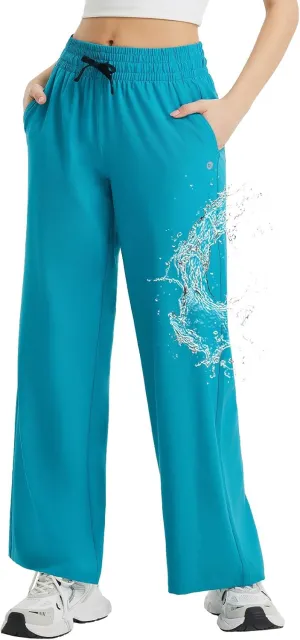 baleaf Women's Hiking Pants Travel Wide Leg Pants with Pockts UPF 50  Loose Lightweight Water Resistant Work