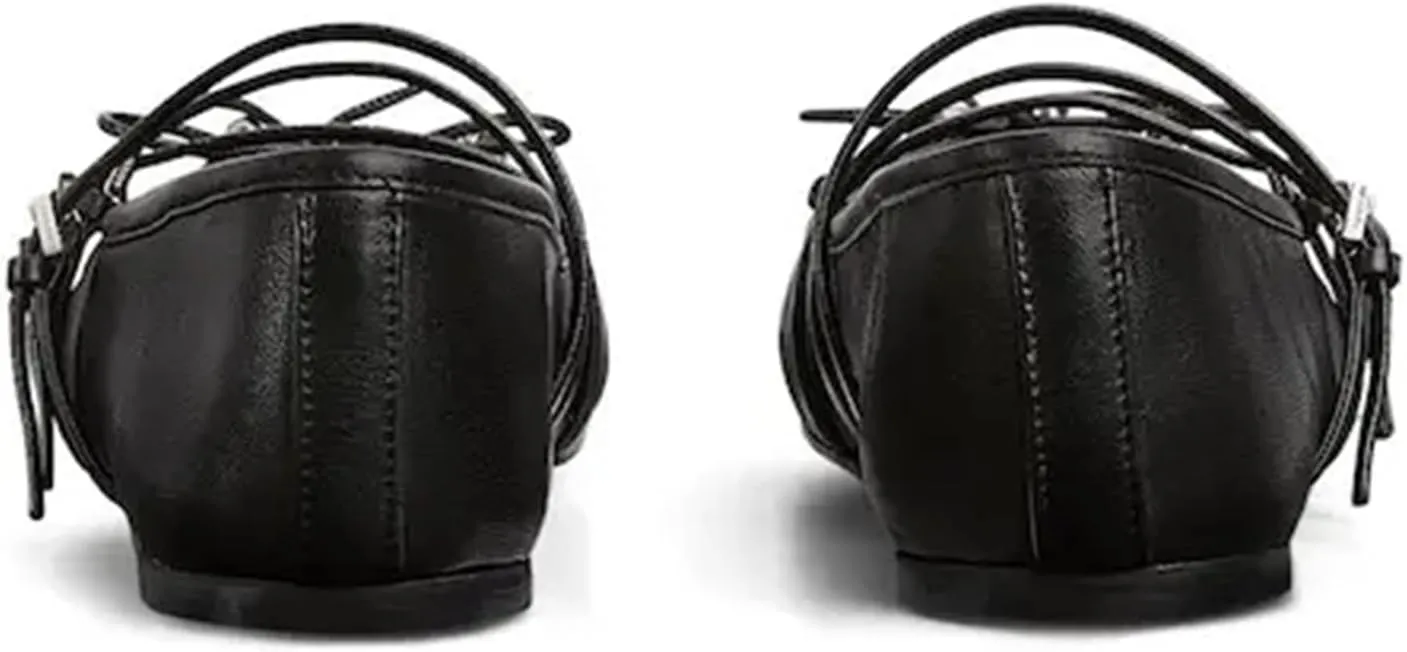 Ballet Flats Shoes for Women, Bows Slip On Comfortable Closed Square Toe Flats for Casual Dressy