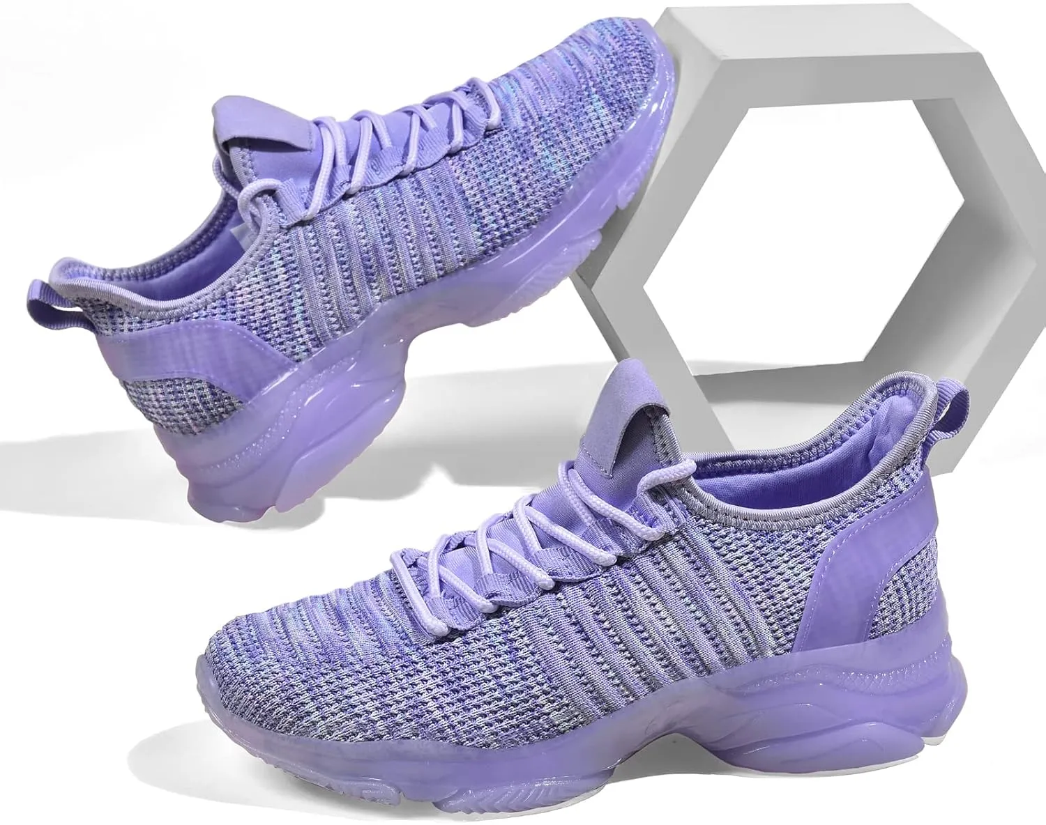 BELOS Women's Rhinestone Mesh Slip On Walking Shoes Fashion Breathable Spakle Glitter Sneaker