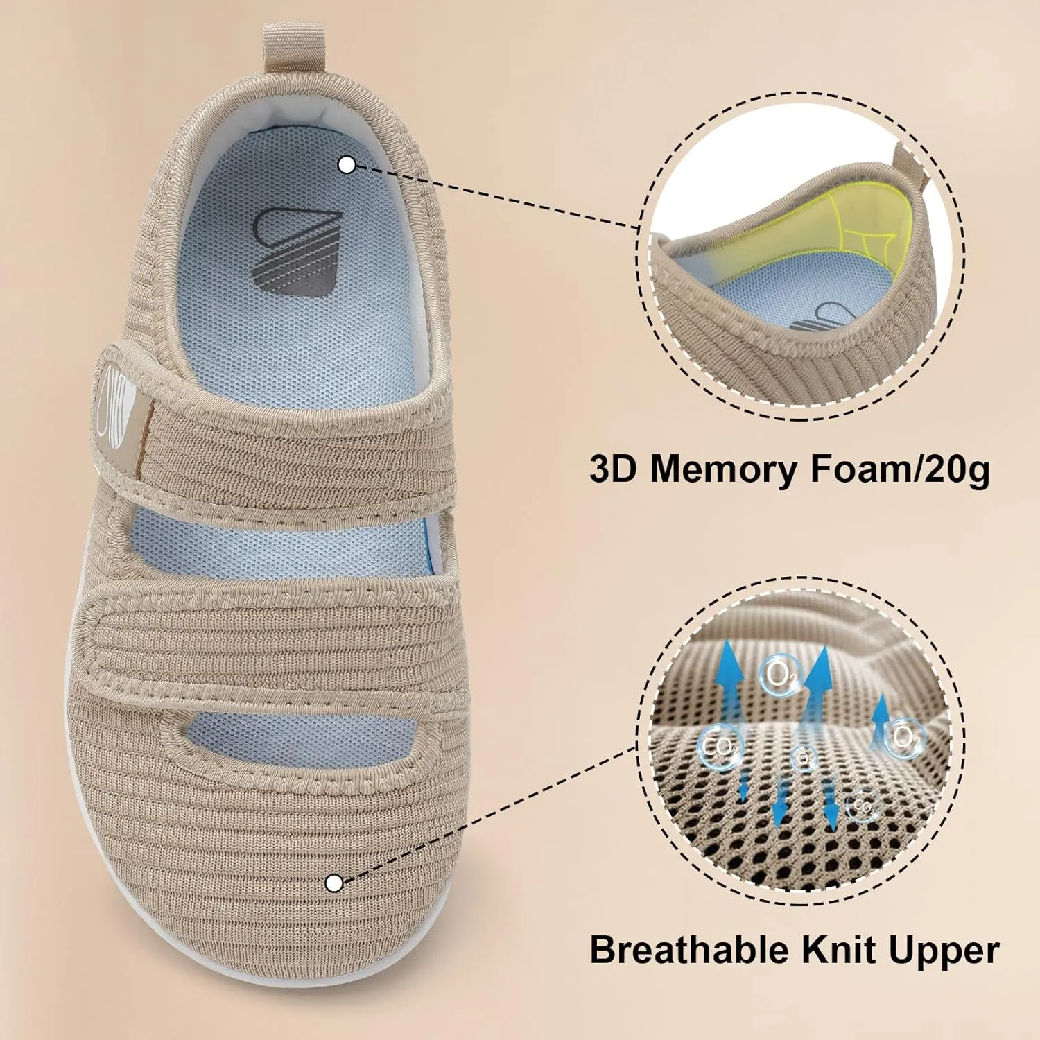 Besroad Womens Walking Shoes Wide Diabetic Shoes Adjustable Barefoot Casual Sneakers Breathable Zero Drop Arthritis Edema Sneakers Indoor Outdoor