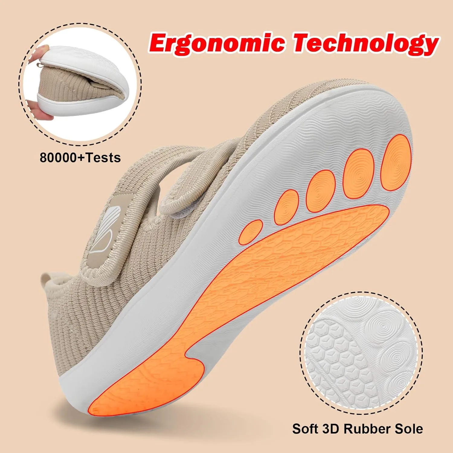 Besroad Womens Walking Shoes Wide Diabetic Shoes Adjustable Barefoot Casual Sneakers Breathable Zero Drop Arthritis Edema Sneakers Indoor Outdoor