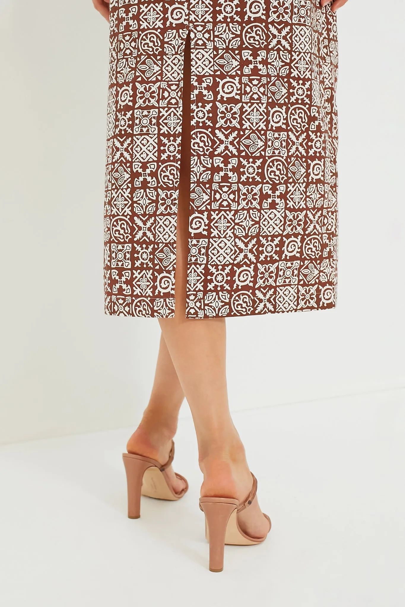 Best-value Slip Long Checkerboard White with Brown Percentage-based sale Dress