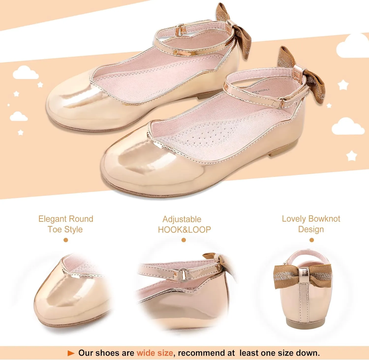Bigwow Girls Mary Jane Dress Shoes Princess Ballet Flats with Bow Wedding Party Flower Girl Back to School Shoes for Little/Big Kids