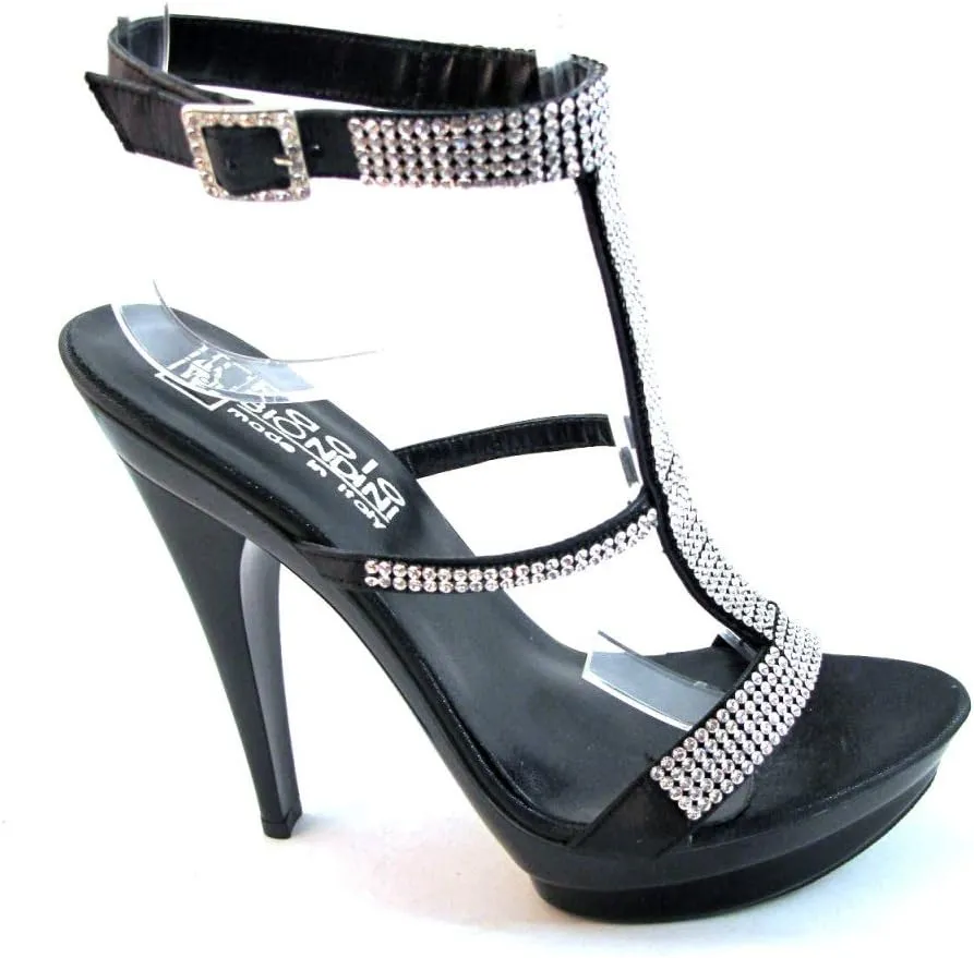 BIONDINI Women's 7160 Party Sandals Italian Designer Dressy Swarovski Double Platform High Heel