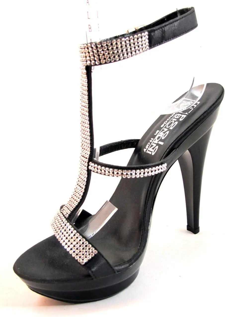 BIONDINI Women's 7160 Party Sandals Italian Designer Dressy Swarovski Double Platform High Heel