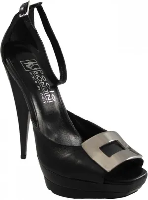 BIONDINI Women's Italian Designer 7437 Dressy, Leather Sandal High Heel Size 41 Black