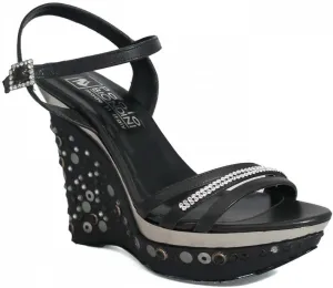 BIONDINI Women's Italian Designer 7521 Dressy, Leather Sandal High Heel (38 B(M) EU/ 7-7.5(M) US) Black