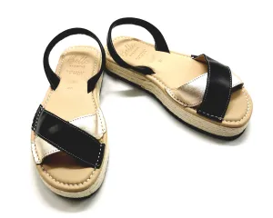 Black & Gold Leather Espadrille - Imperfection