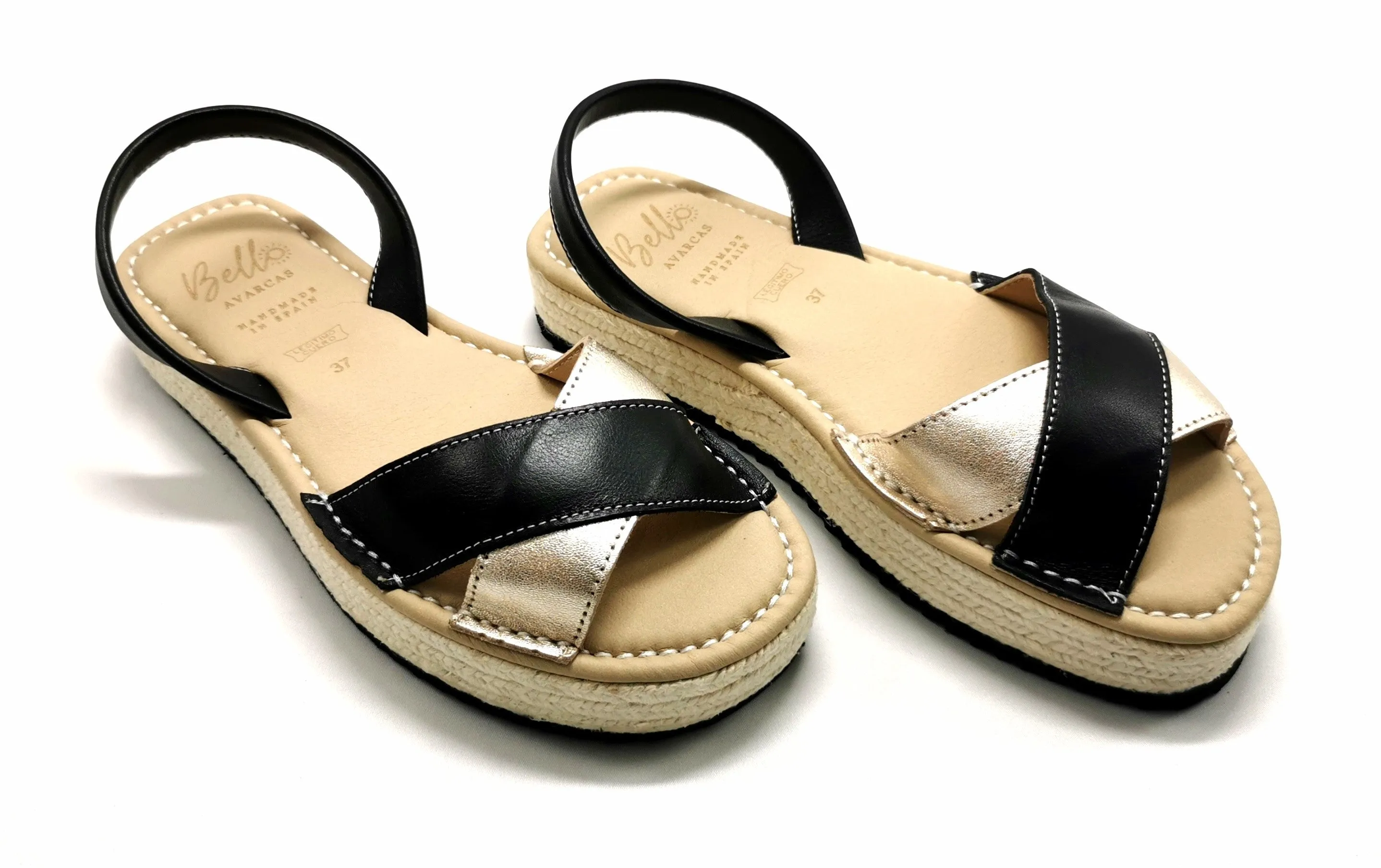 Black & Gold Leather Espadrille - Imperfection