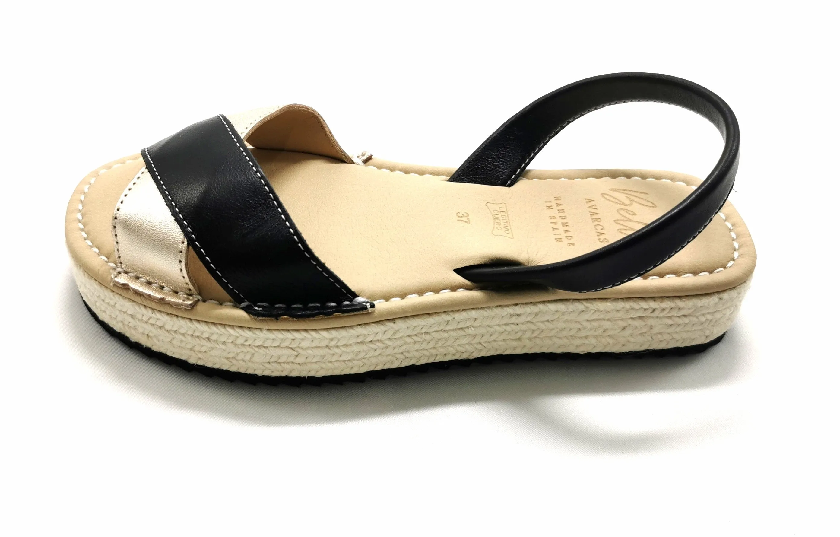 Black & Gold Leather Espadrille - Imperfection