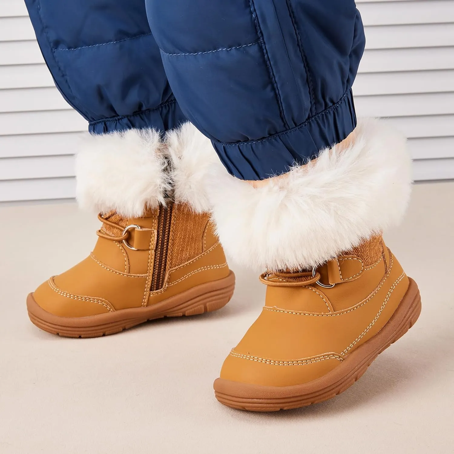 BMCiTYBM Toddler Snow Boots Baby Boys Girls Winter Warm Boots Infant High Top Shoes Faux Fur Bootie for Cold Weather Outdoor