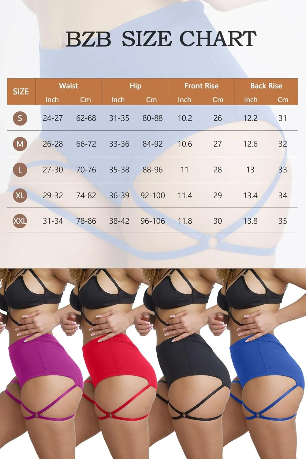 BZB Women's Booty Shorts with Garters High Waisted Workout Pole Dance Yoga Hot Pants Active Butt Lifting Sports Leggings