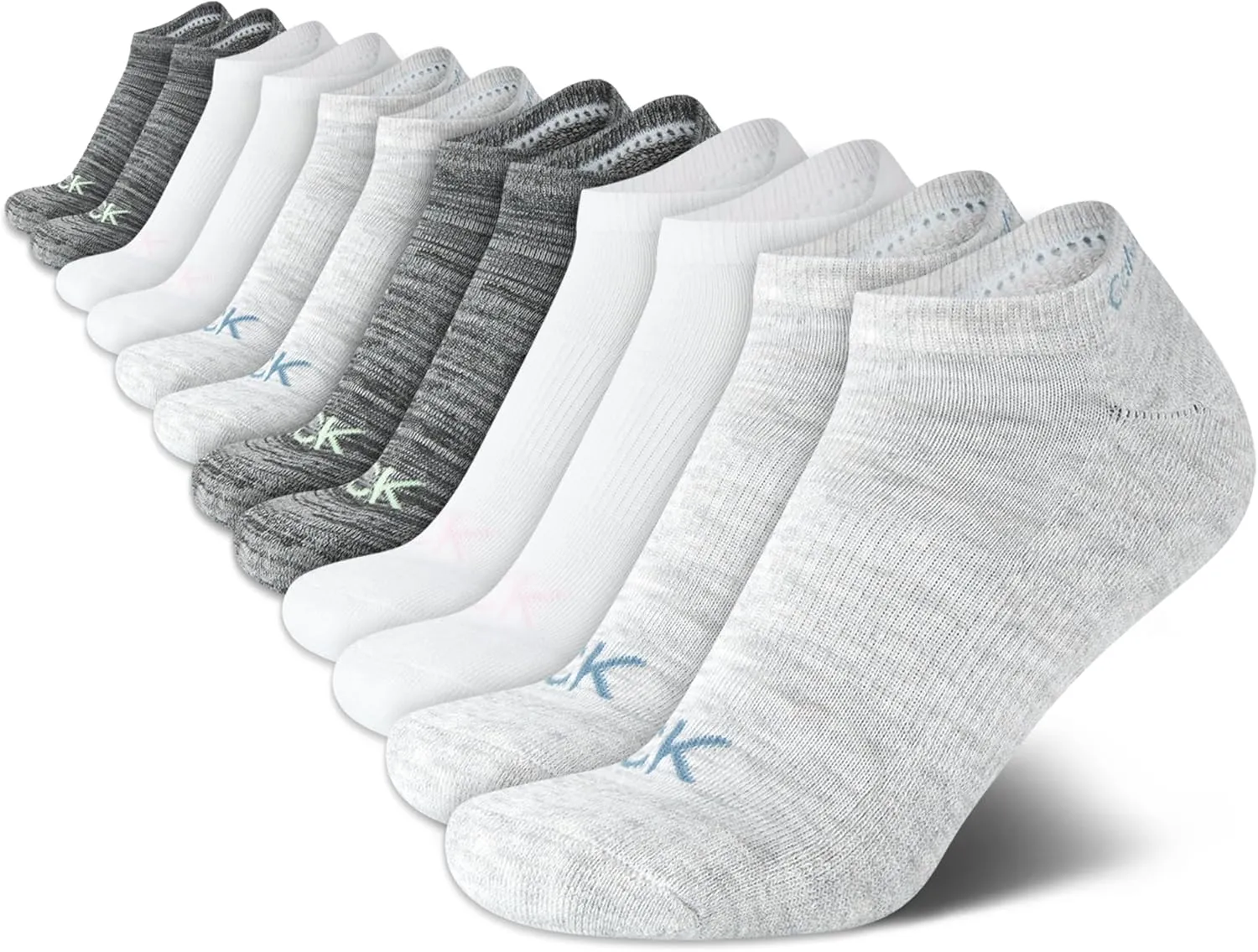 Calvin Klein Women's No Show Socks - 12 Pack Cushioned Athletic Low Cut Ankle for Women - Breathable Sports (4-10)