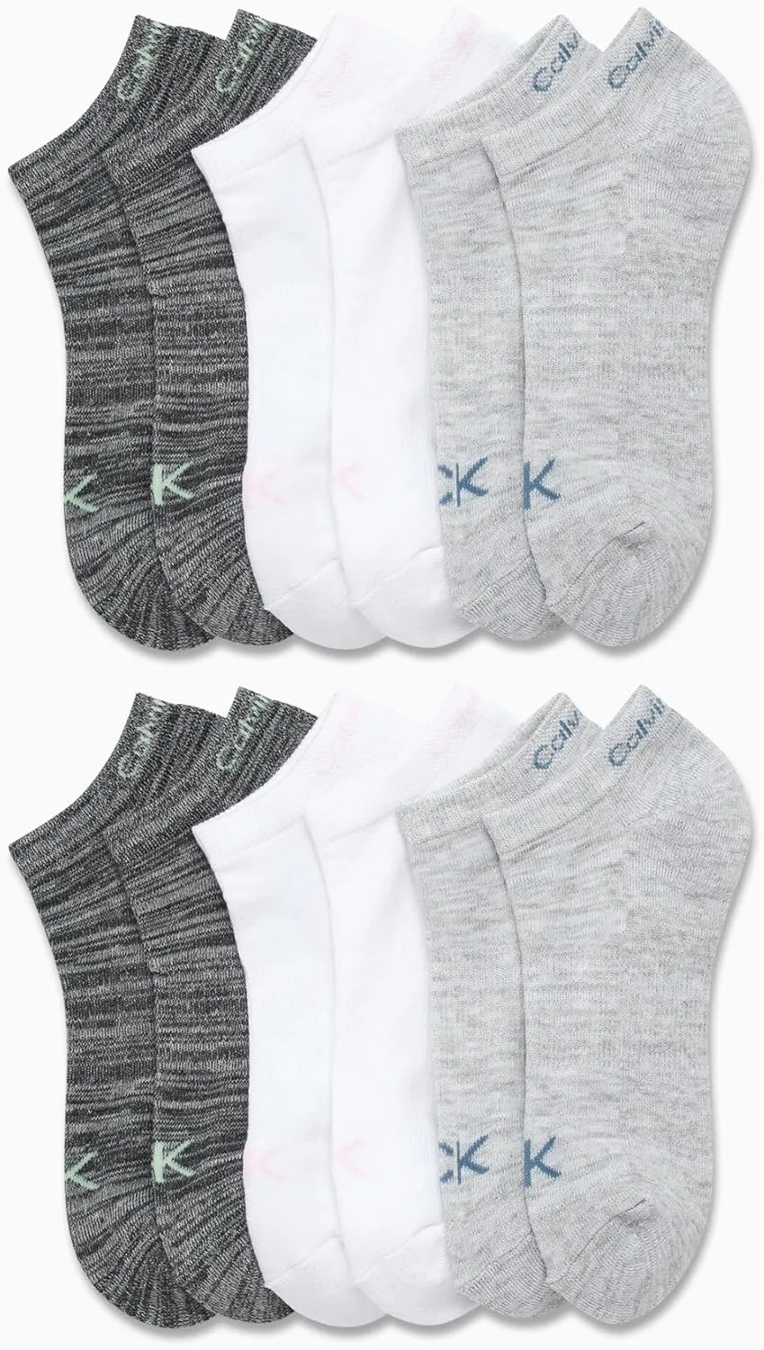 Calvin Klein Women's No Show Socks - 12 Pack Cushioned Athletic Low Cut Ankle for Women - Breathable Sports (4-10)