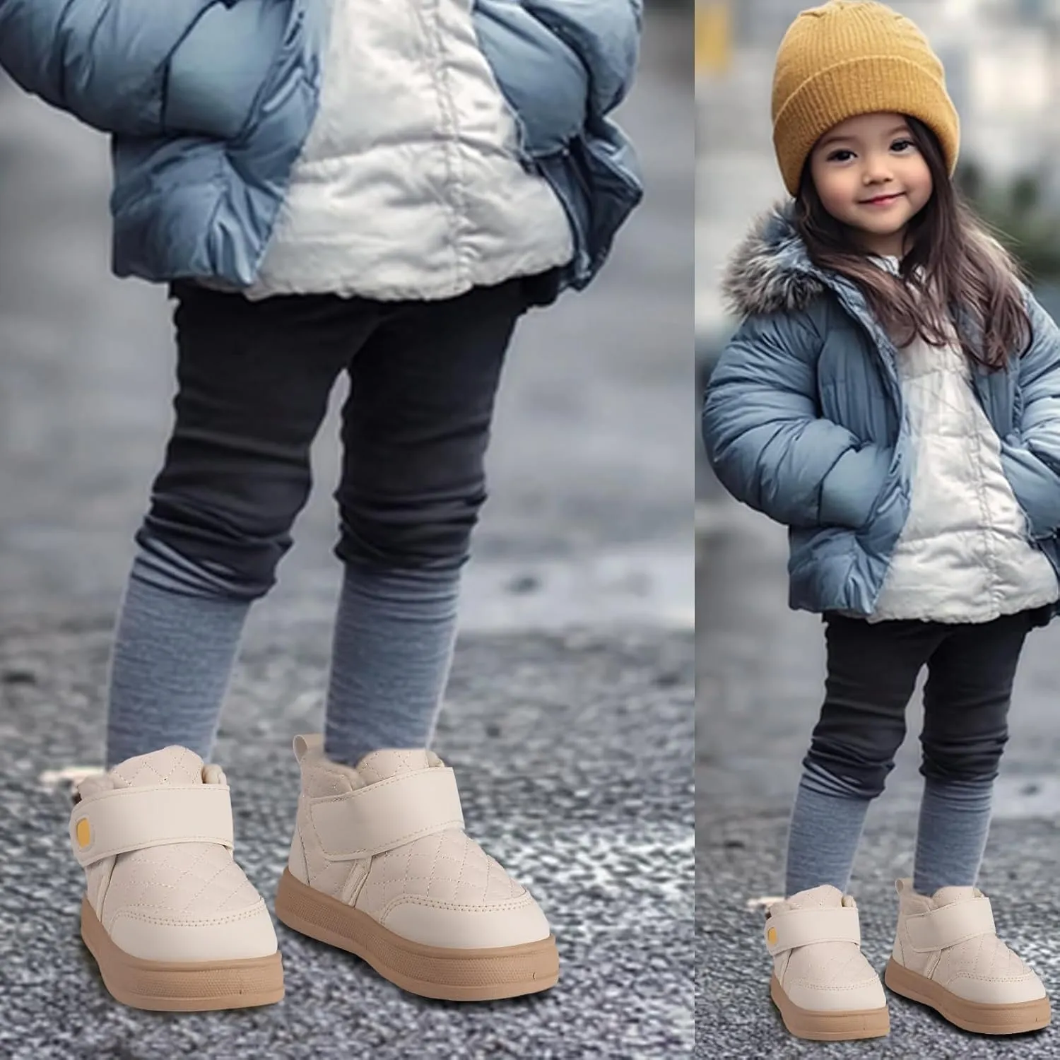 Charrost Baby Toddler Boy Girl Snow Winter boots Size 5 Toddler Ankle boots 12-18Months Waterproof&Water-resistant Warm Wide Barefoot Girls Boys Infant Black Winter shoes
