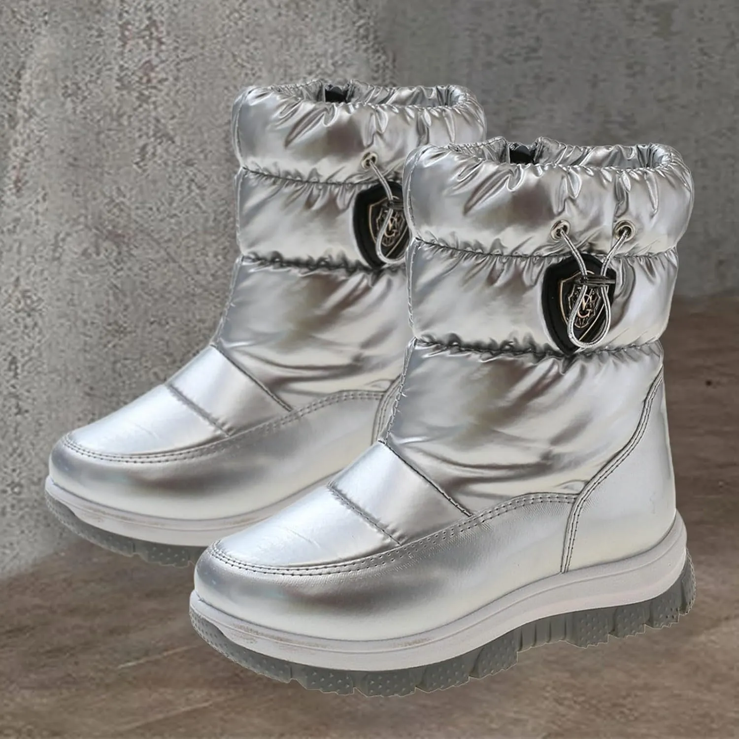 Childrens Thick Snow Boots Chunky Sole Non Slip Ski Booties Outdoor Cozy Warm 𝐖aterproof Cotton Fleece Lined Shoes