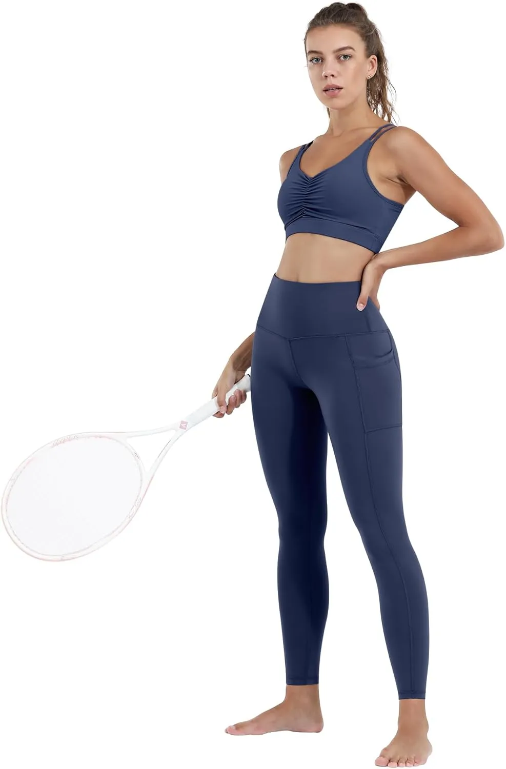 CHRLEISURE Leggings with Pockets for Women, High Waisted Tummy Control Workout Yoga Pants