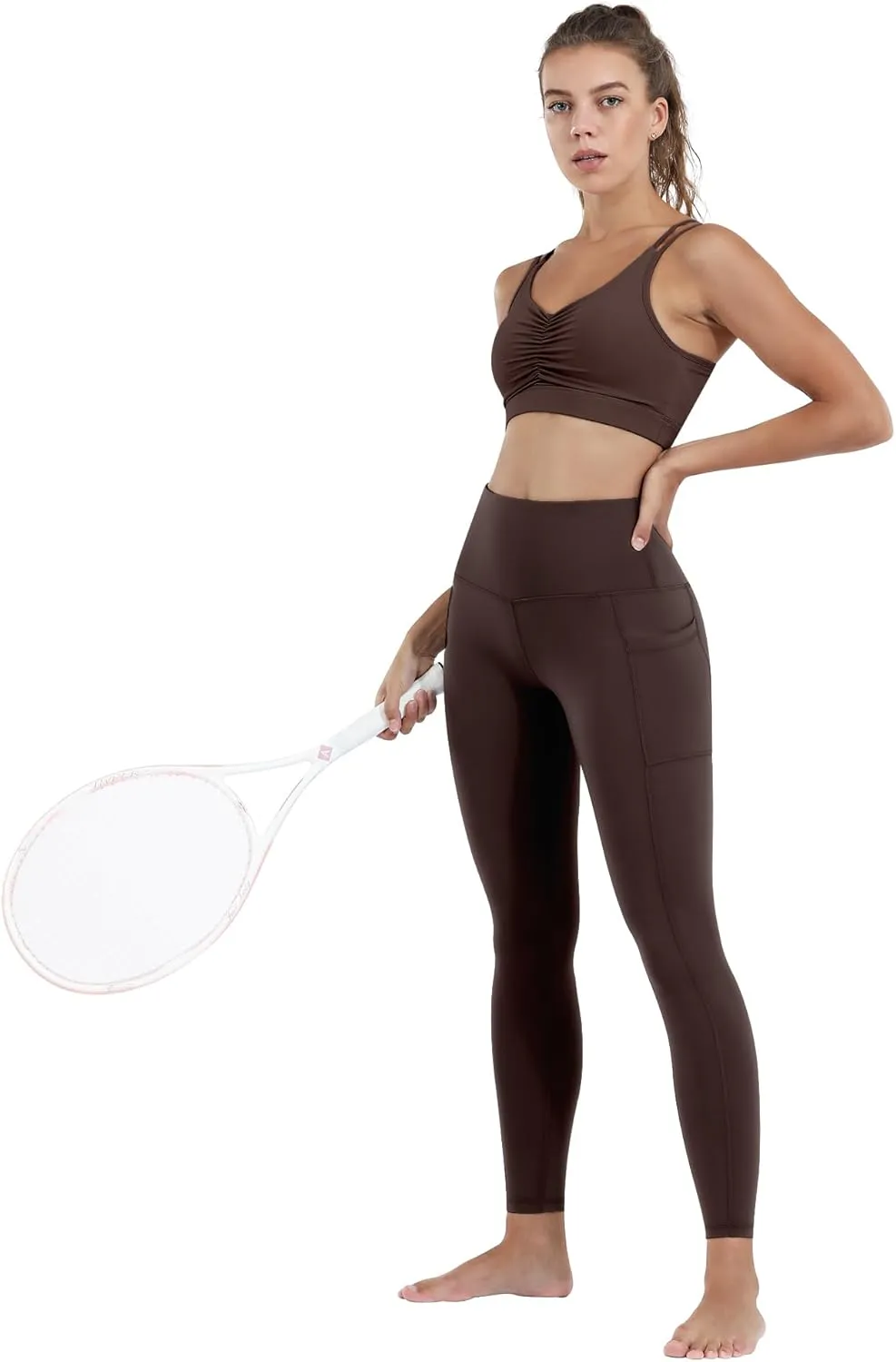 CHRLEISURE Leggings with Pockets for Women, High Waisted Tummy Control Workout Yoga Pants