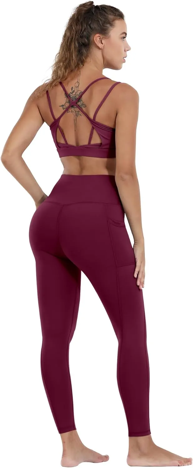 CHRLEISURE Leggings with Pockets for Women, High Waisted Tummy Control Workout Yoga Pants