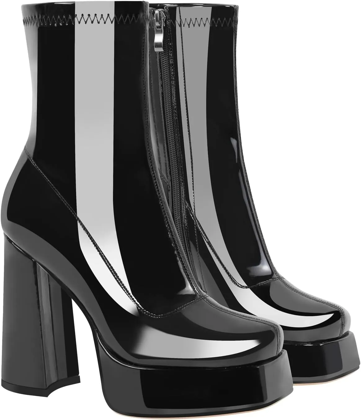Chunky Ankle Boots Thick High Heels Platform Shoes