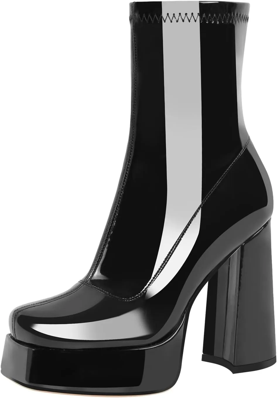 Chunky Ankle Boots Thick High Heels Platform Shoes