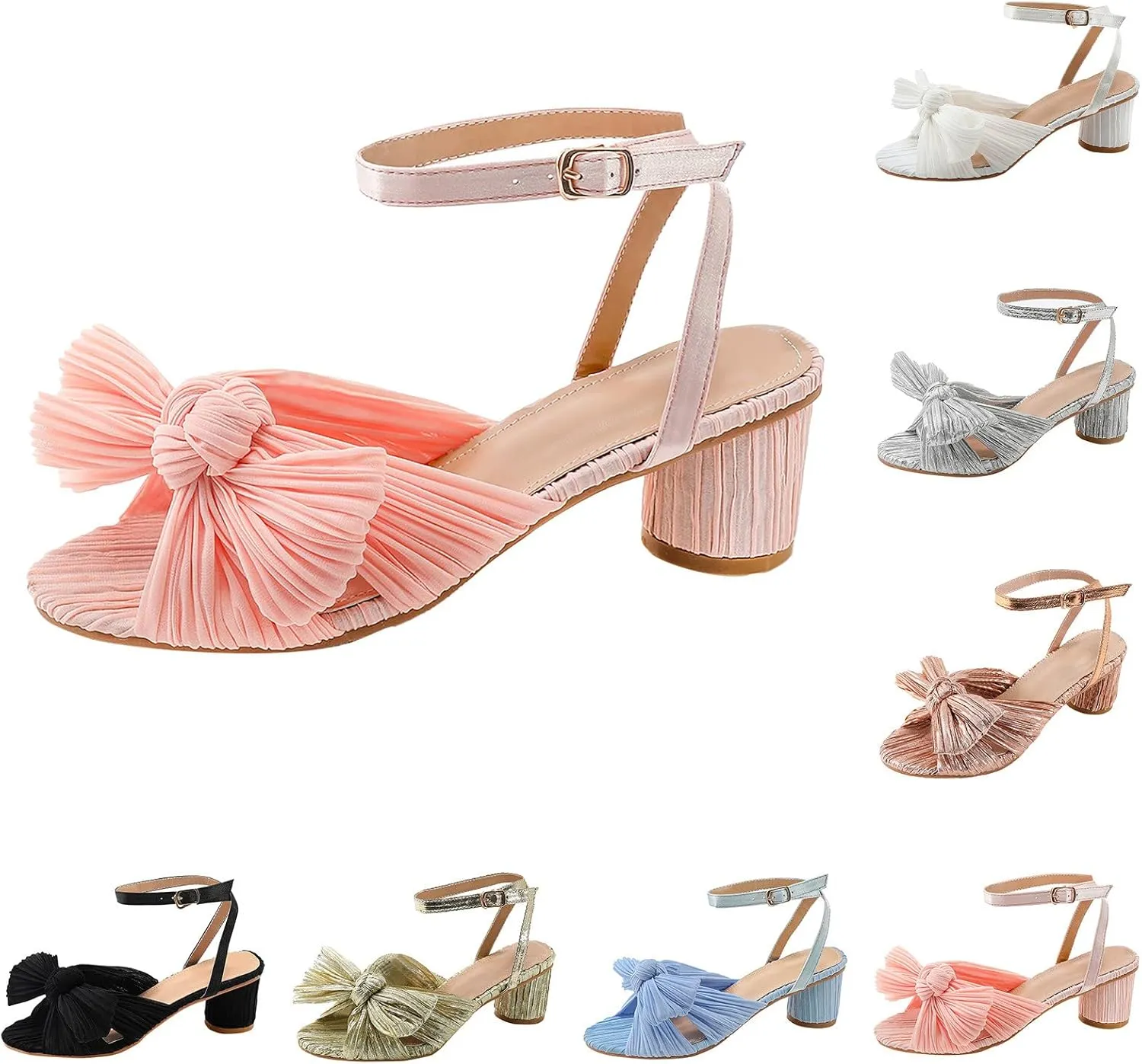 Chunky Heels for Women Open Toe Block Heeled Mid Heels Sandals with Ankle Strap Pumps Wedding Sandals Dress Shoes