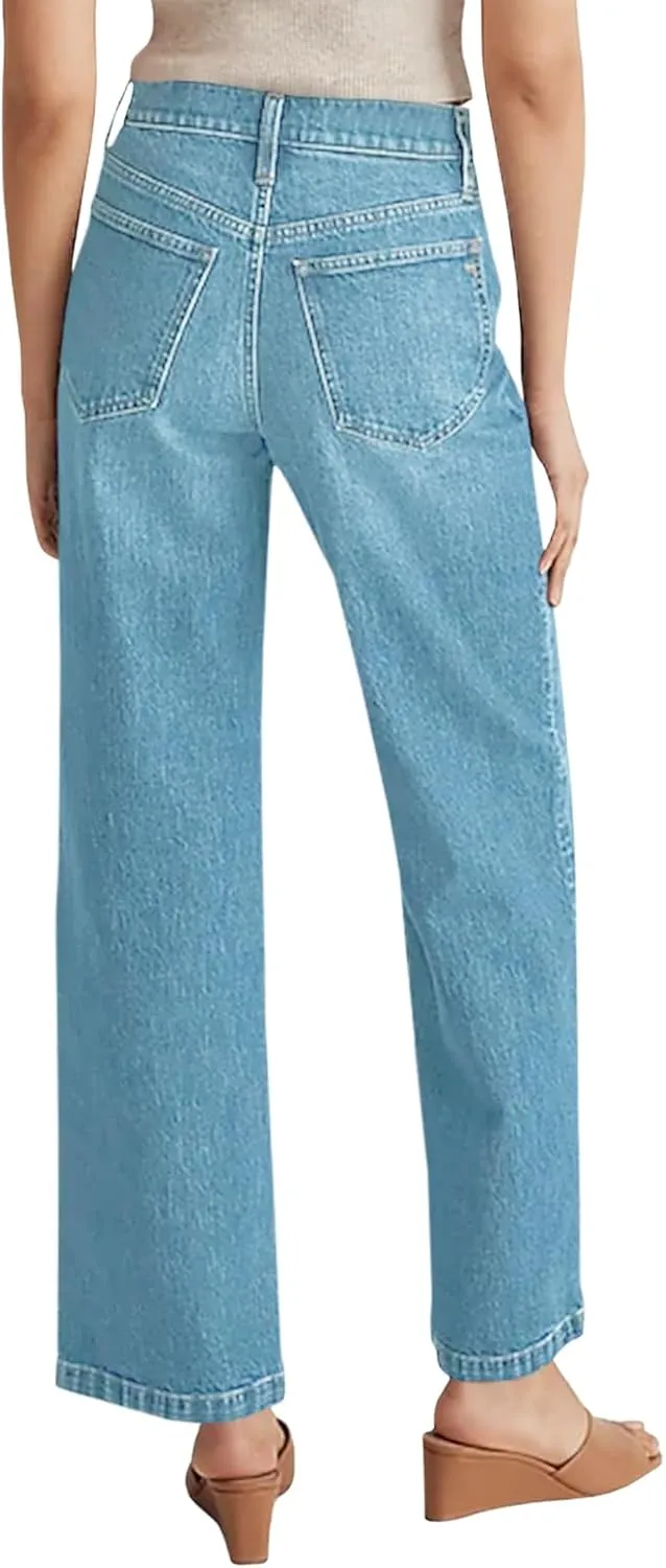 Cicy Bell Women's High Waisted Baggy Jeans Wide Leg Stretch Vintage Denim Pants with Front Pockets