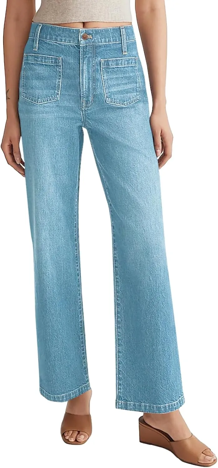 Cicy Bell Women's High Waisted Baggy Jeans Wide Leg Stretch Vintage Denim Pants with Front Pockets