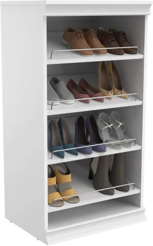ClosetMaid Modular Storage Angled Shelves, Wood Closet Organizer Adjustable, Stacking, Full Backer, Decorative Trim, White, Shoe Shelf Unit